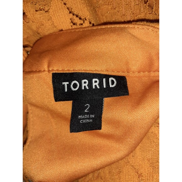 TORRID Plus Size 2 2X Shift Dress Orange Floral Lace Sleeveless - Picture 7 of 7